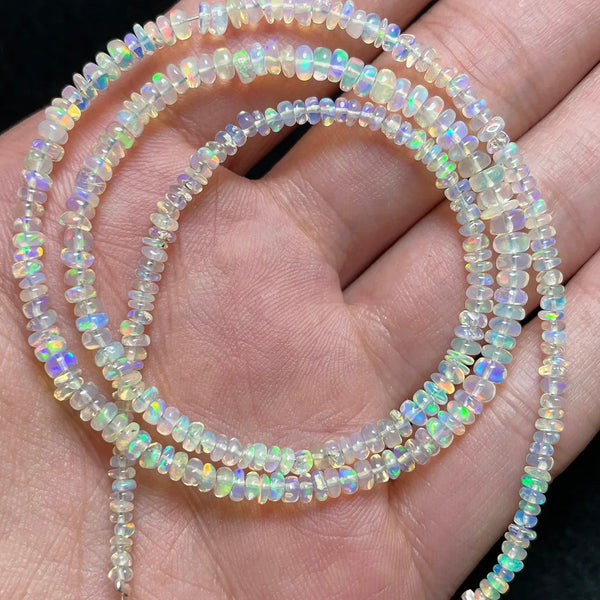 White Opal Rondelle Beads-ToShay.org