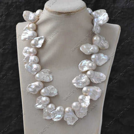 White Pearl Baroque Necklace-ToShay.org