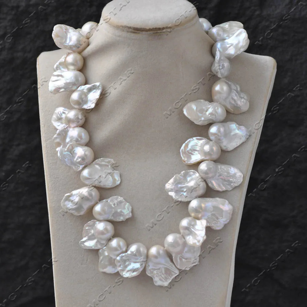 White Pearl Baroque Necklace-ToShay.org