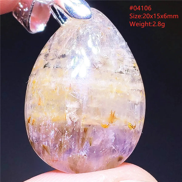 Purple Rutilated Auralite Pendant-ToShay.org