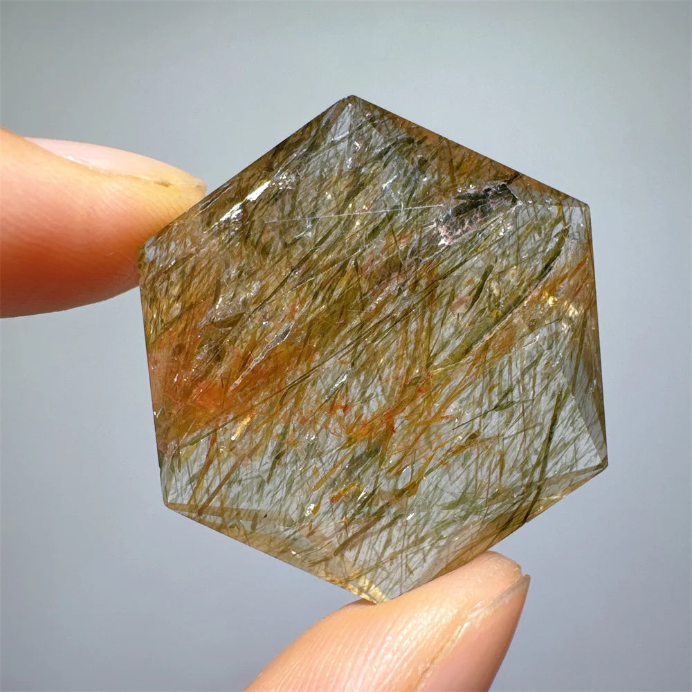 Green Tourmaline Rutile Hexagon-ToShay.org