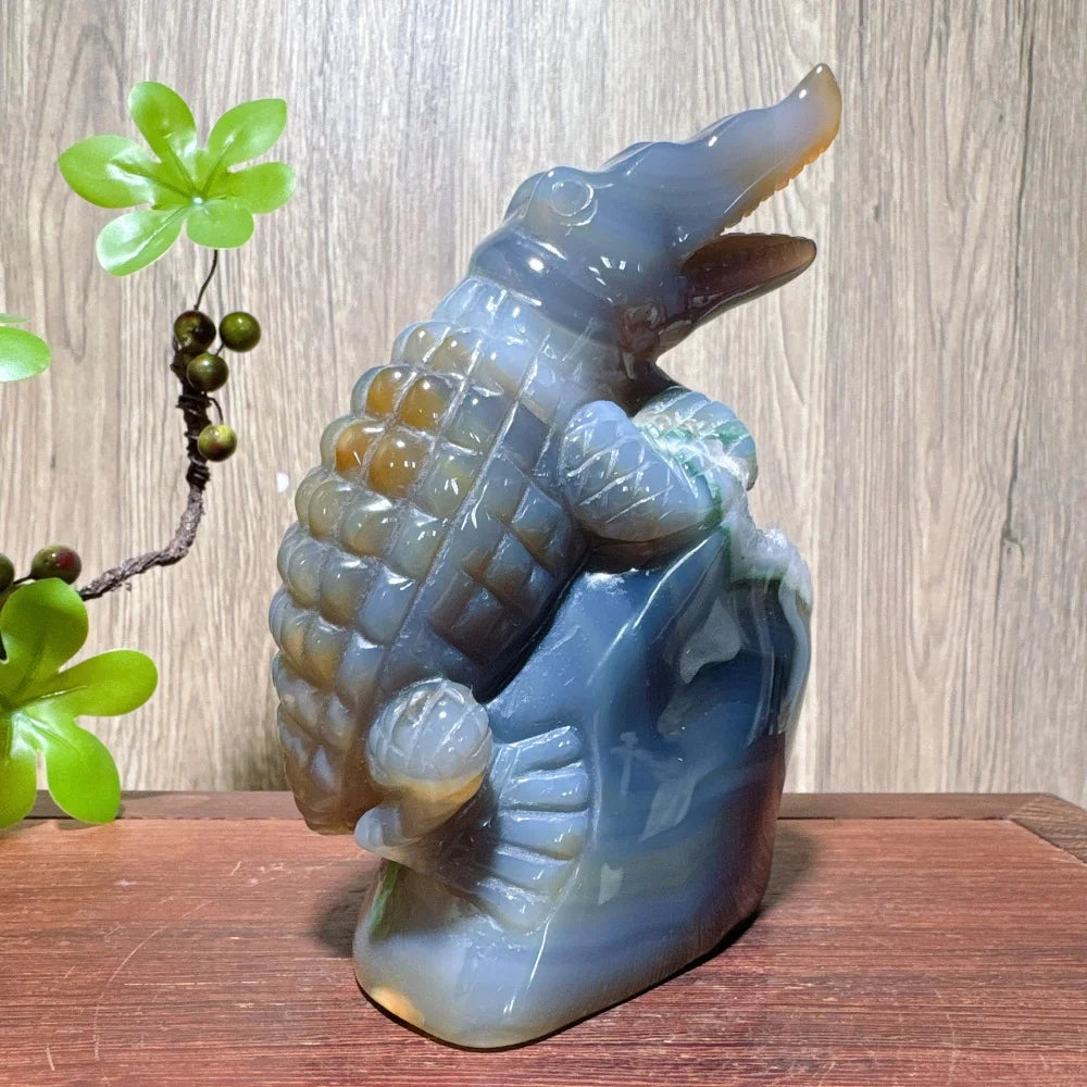 Blue Agate Geode Crocodile-ToShay.org