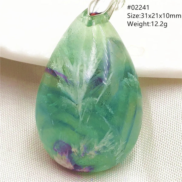 Green Feather Fluorite Pendant-ToShay.org