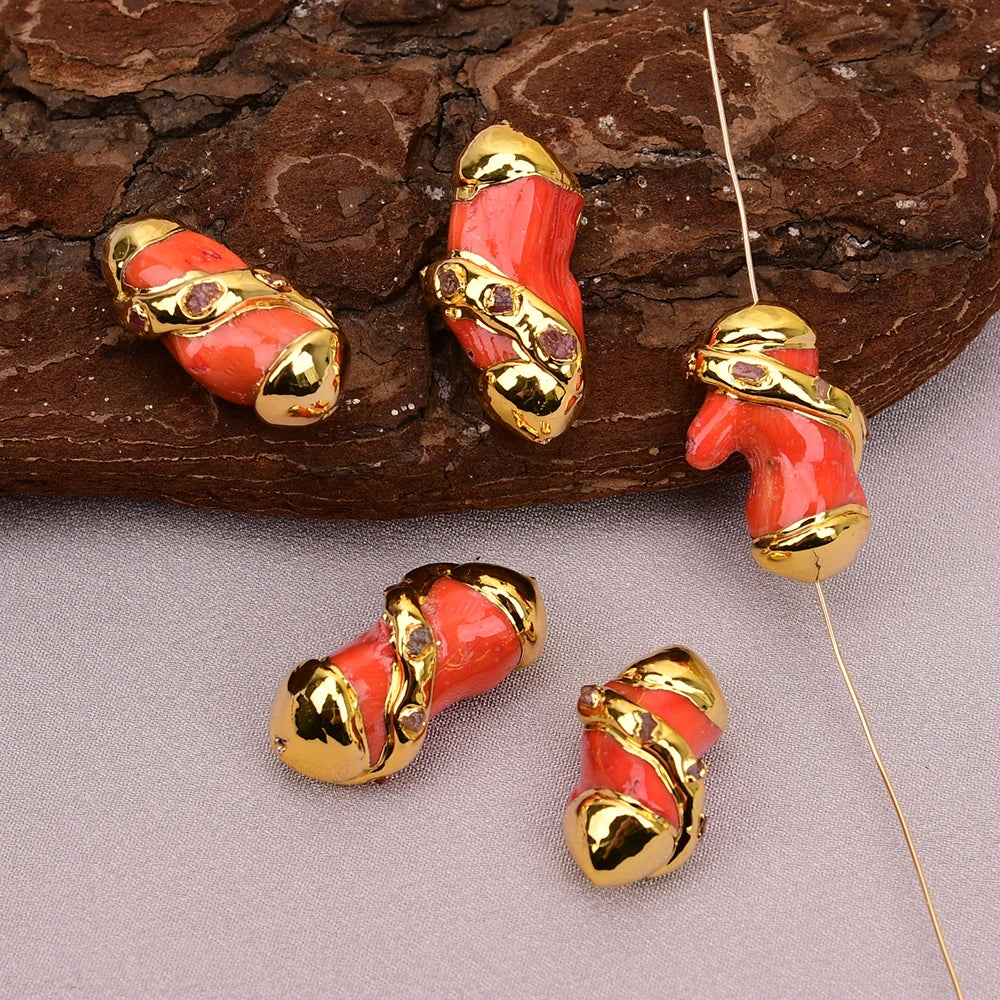 Orange Coral Branch Beads-ToShay.org