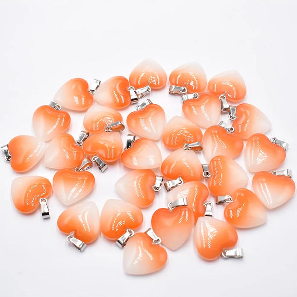 Mixed Glass Crystal Heart Pendants-ToShay.org