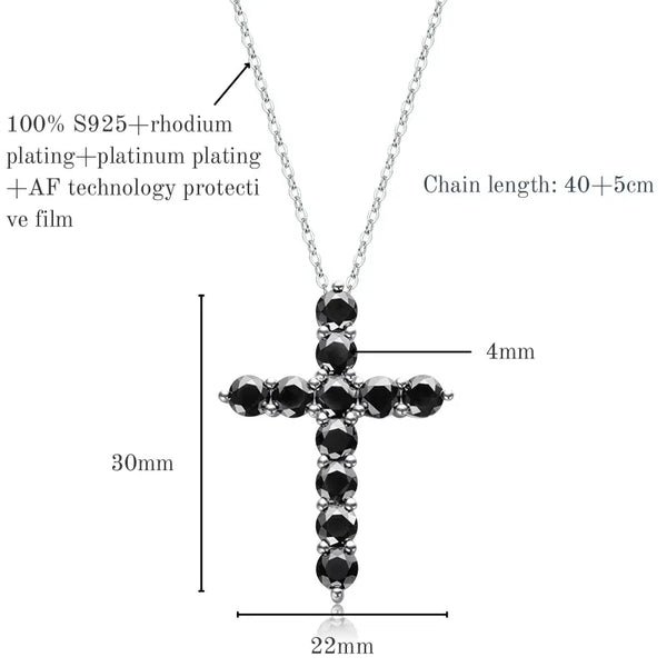 Silver Black Cross Necklace-ToShay.org