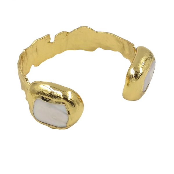 White Pearl Cuff Bracelet-ToShay.org