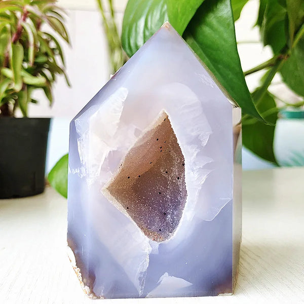 Blue Agate Geode Point-ToShay.org