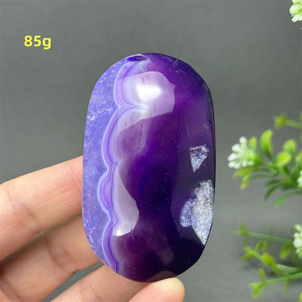 Purple Agate Palm Stone-ToShay.org