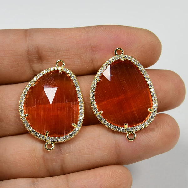 Orange Cats Eye Crystal Charms-ToShay.org