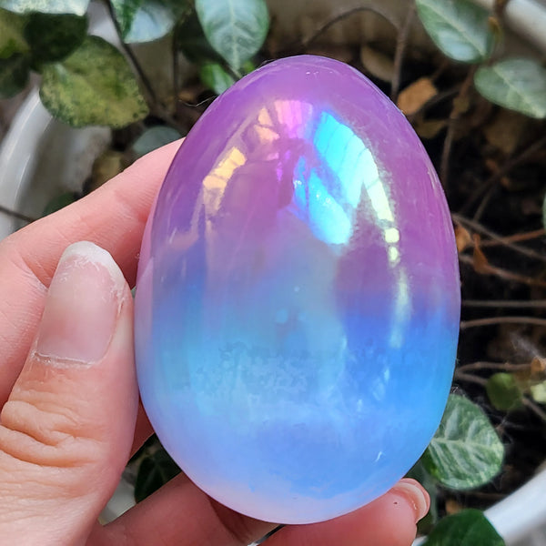 Blue Aura Selenite Egg-ToShay.org
