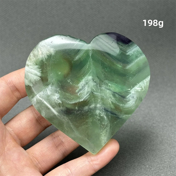Green Feather Fluorite Heart-ToShay.org
