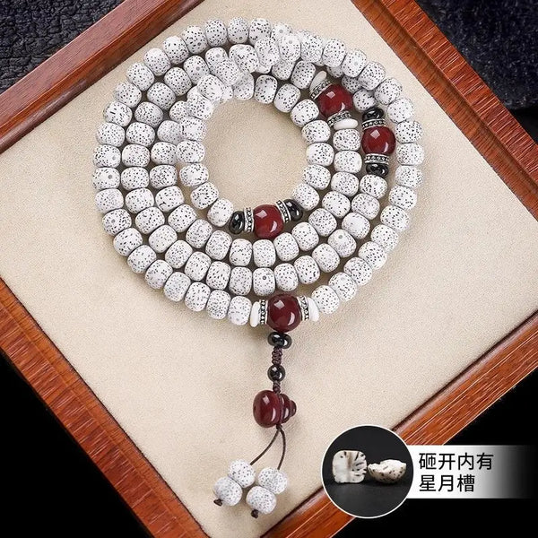 White Bodhi Buddha Beads-ToShay.org