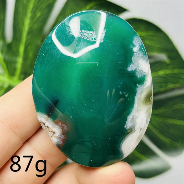 Green Flower Agate Palm Stone-ToShay.org