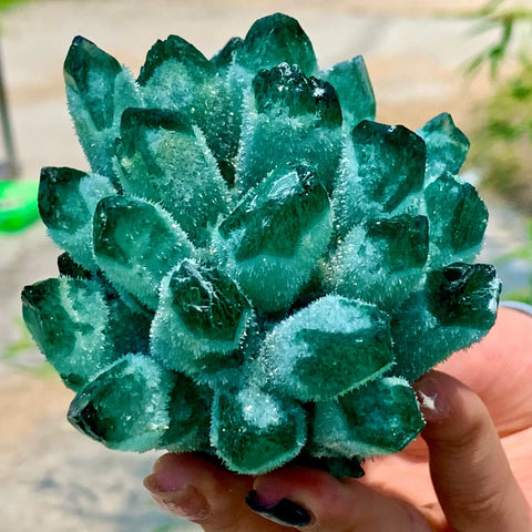 Green Quartz Crystal Cluster-ToShay.org