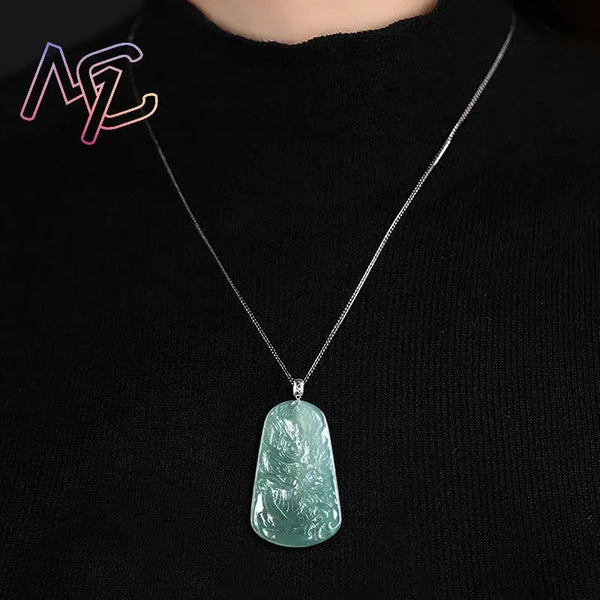 Blue Jadeite Dragon Pendant-ToShay.org