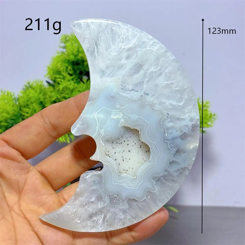 Grey Druzy Agate Moon Face-ToShay.org