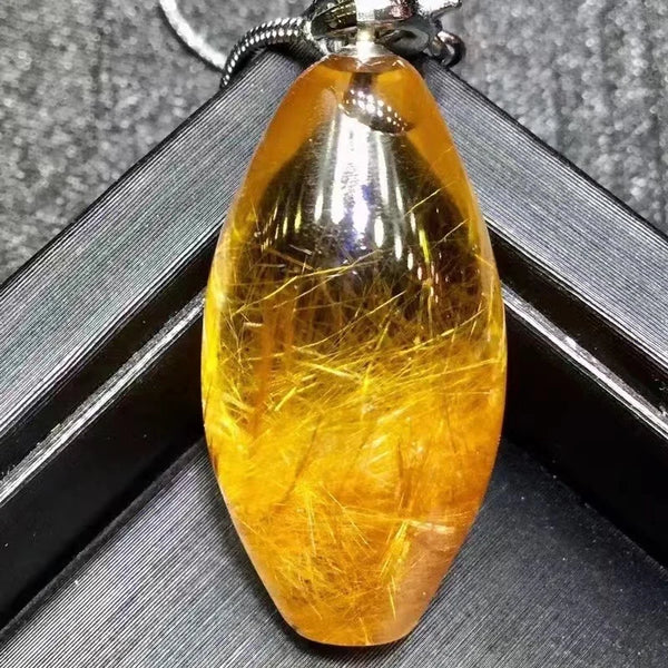 Gold Rutilated Quartz Pendant-ToShay.org