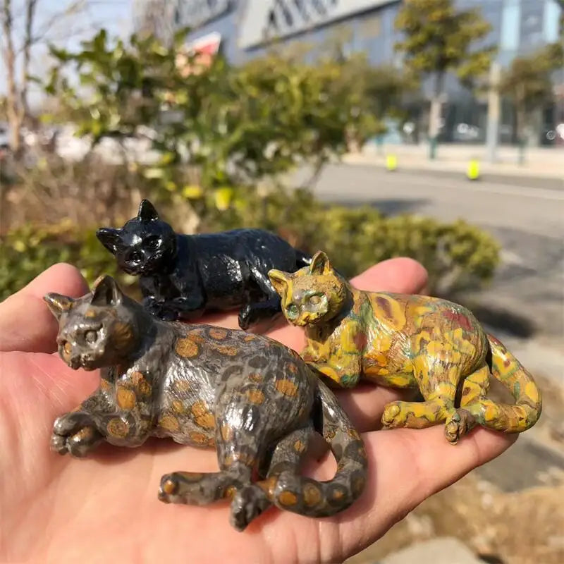 7cm Natural Quartz Cartoon Cat Carving Crystal Animal Healing Stone Polished Mineral Home Decor Ornament-ToShay.org
