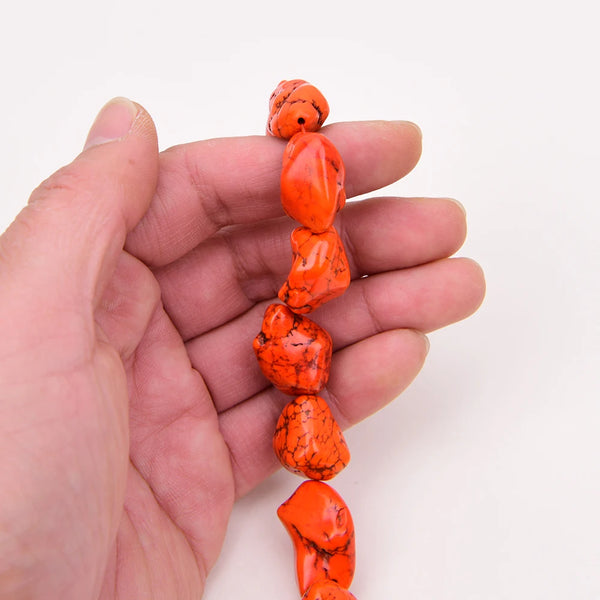 Orange Turquoise Nugget Beads-ToShay.org