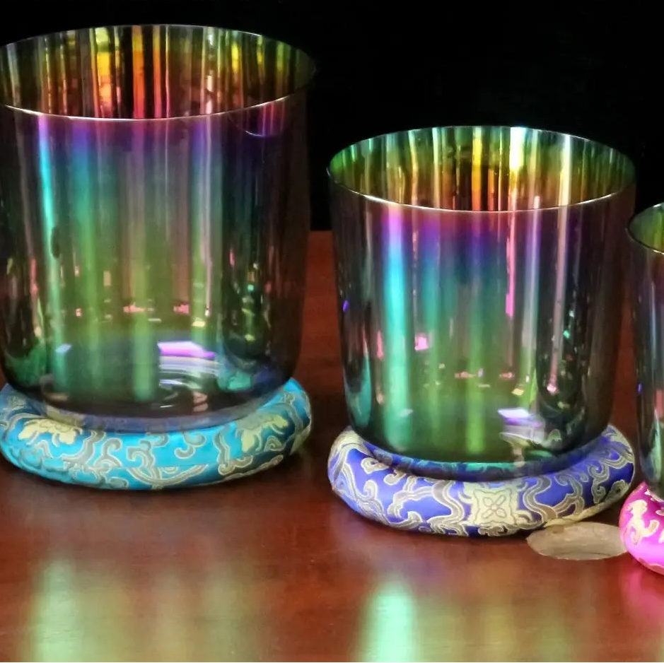 MountainRain Metalli Green Alchemy crystal singing bowl for Therapy with Malle percussion crystal music bowl With Accessories-ToShay.org