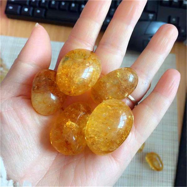 Yellow Ice Crack Citrine Stones-ToShay.org