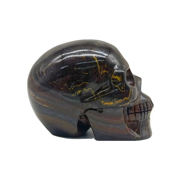 Yellow Iron Tiger Eye Stone Skull-ToShay.org