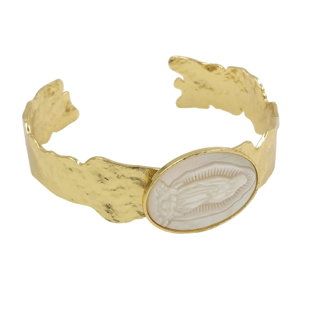 White Shell Cuff Bangle-ToShay.org
