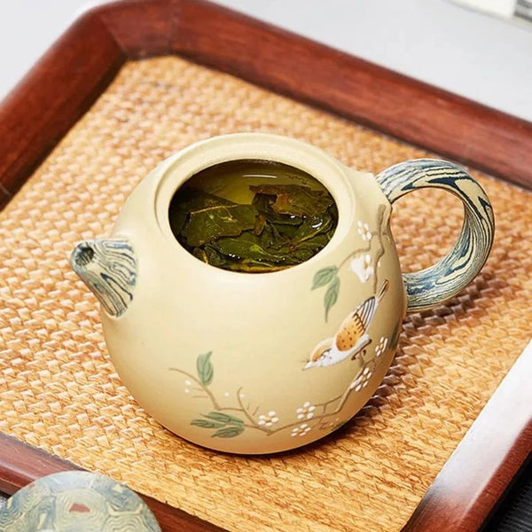 Yellow Clay Dragon Egg Teapot-ToShay.org