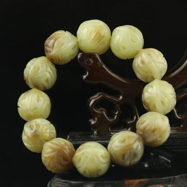 Green Jade Walnut Bead Bracelet-ToShay.org