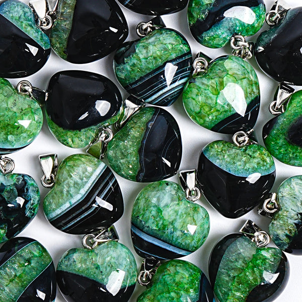 Green Black Agate Heart-ToShay.org
