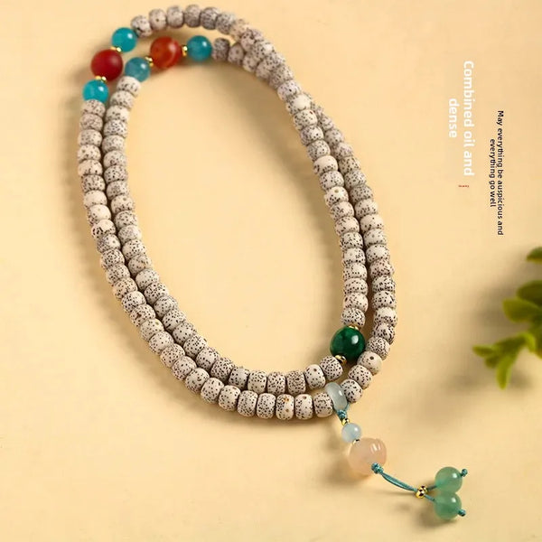 White Bodhi Bead Necklace-ToShay.org