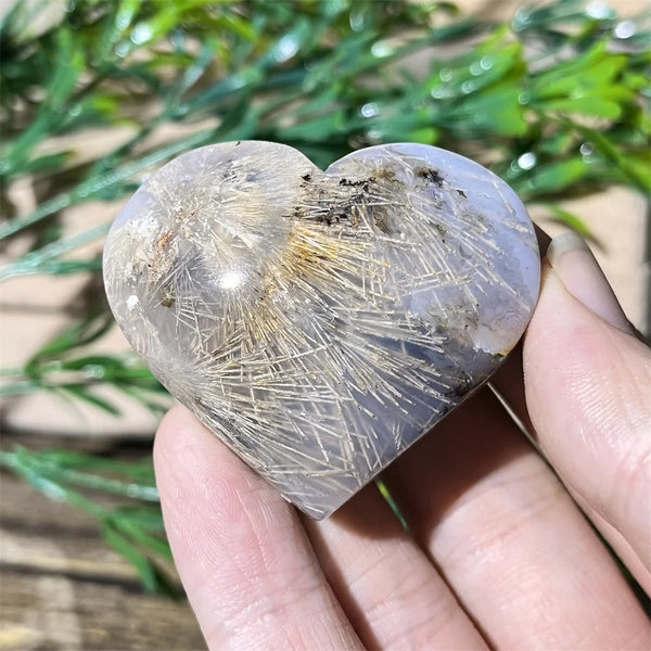 Yellow Hair Agate Heart-ToShay.org