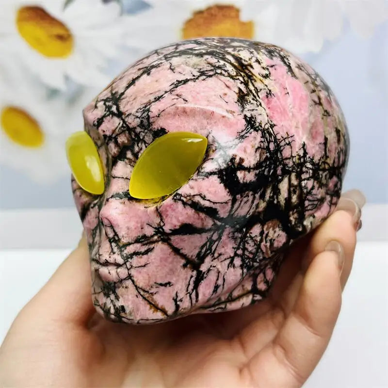 Pink Agate Alien Skull-ToShay.org