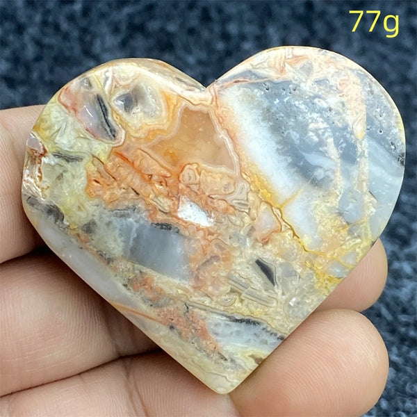 Yellow Crazy Agate Hearts-ToShay.org