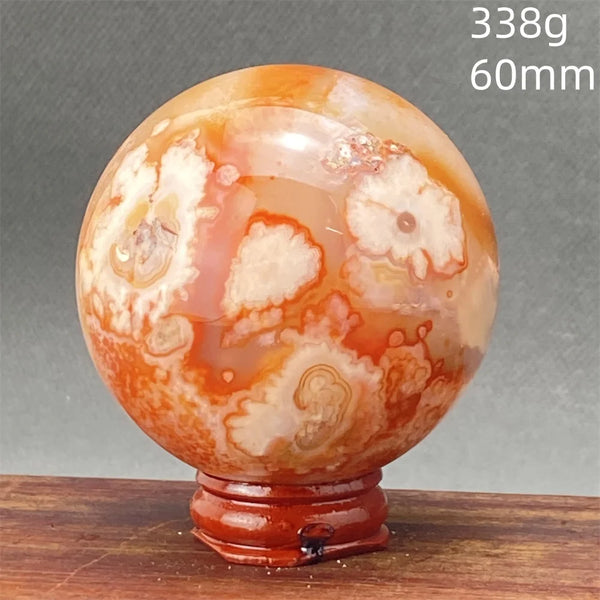 Red Cherry Blossom Agate Ball-ToShay.org