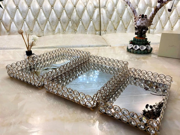 Crystal Bead Mirror Tray-ToShay.org