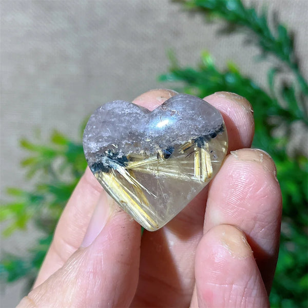 Gold Hair Rutile Quartz Heart-ToShay.org