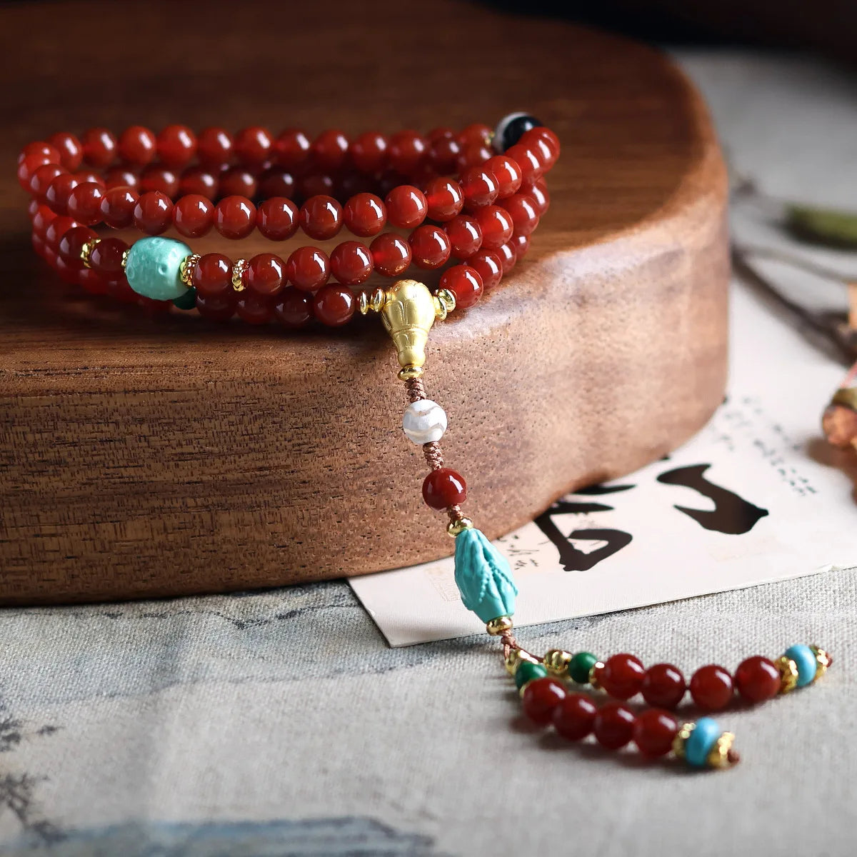 Red Agate Buddha Beads-ToShay.org