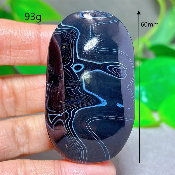 Black Silk Agate Palm Stone-ToShay.org