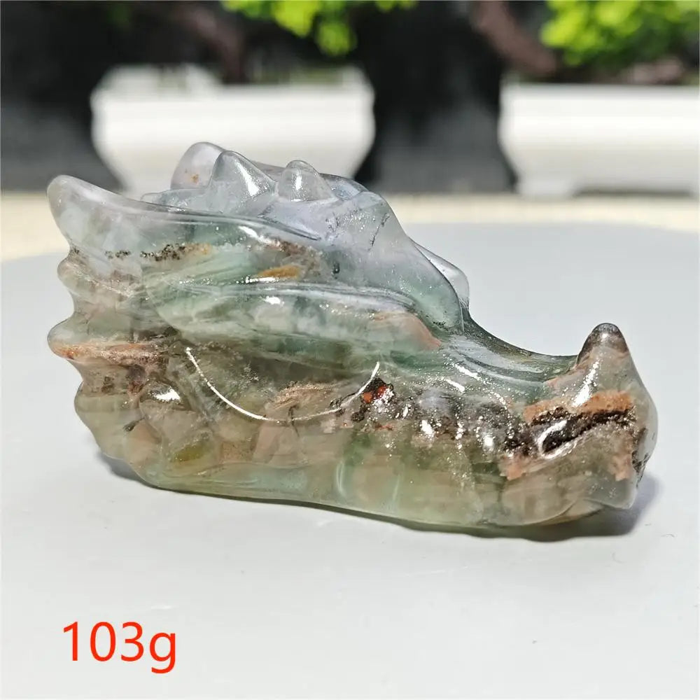 Rainbow Fluorite Dragon Skull-ToShay.org