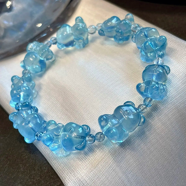 Blue Aquamarine Bear Bracelet-ToShay.org