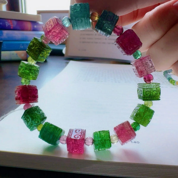 Pink Green Tourmaline Bracelet-ToShay.org