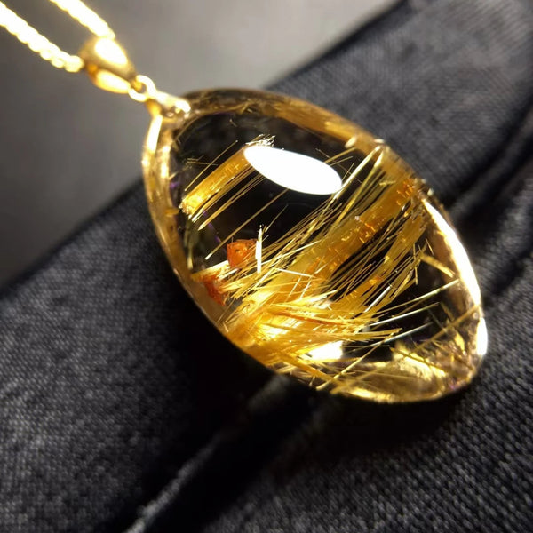 Gold Rutilated Quartz Pendant-ToShay.org