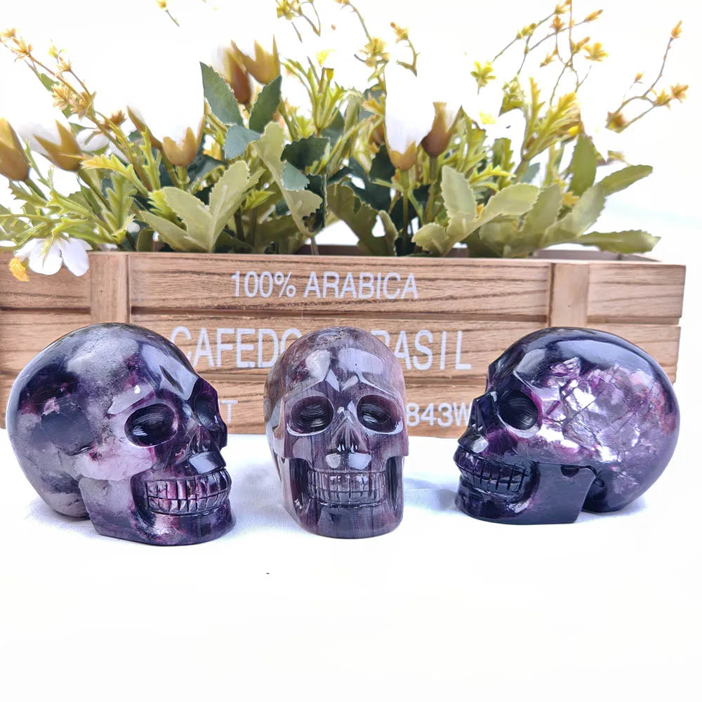 Amazing Natural Rare Purple Mica Crystal Skull Ore with Purple Silver Shining Large Sequins Unique Oranment Festival Decor-ToShay.org