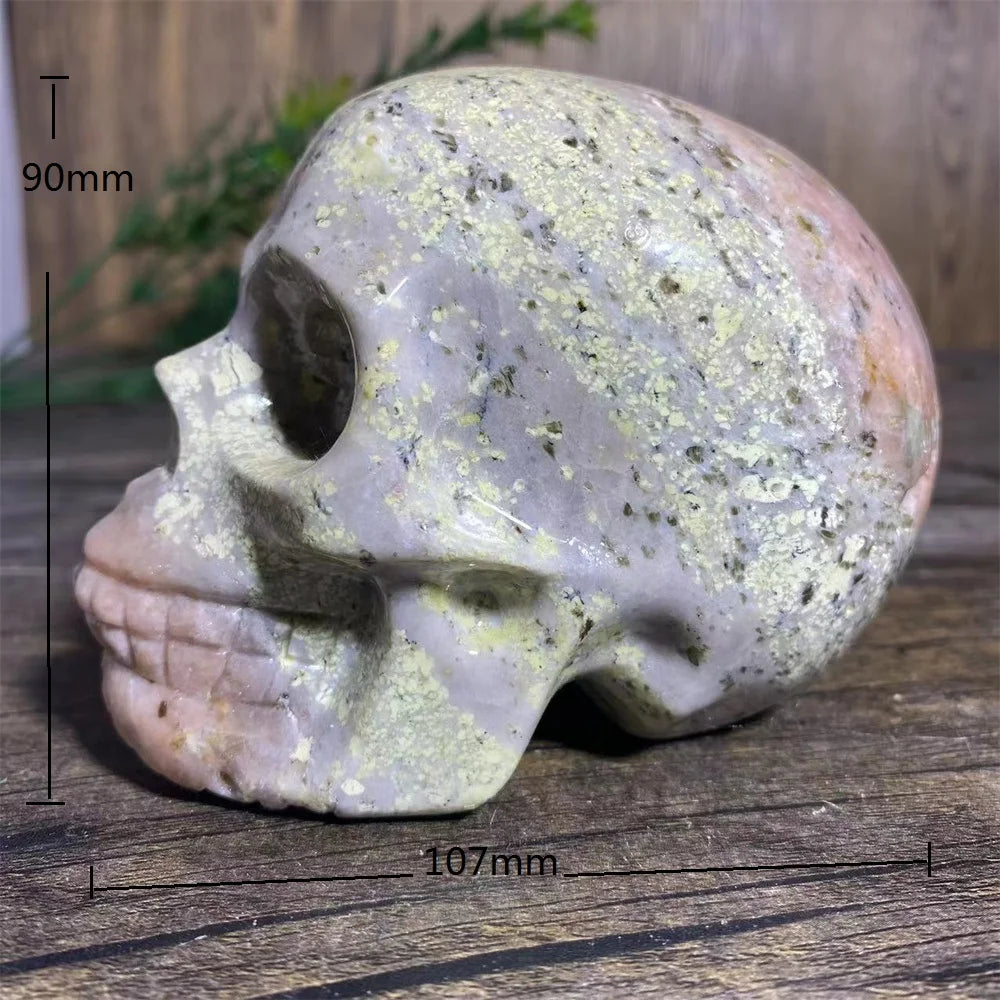 Crystal Natural Green Red Tourmaline Skull Carving Stone Reiki Beauty Quartz High Quality Healing Stones Decoration Mineral-ToShay.org