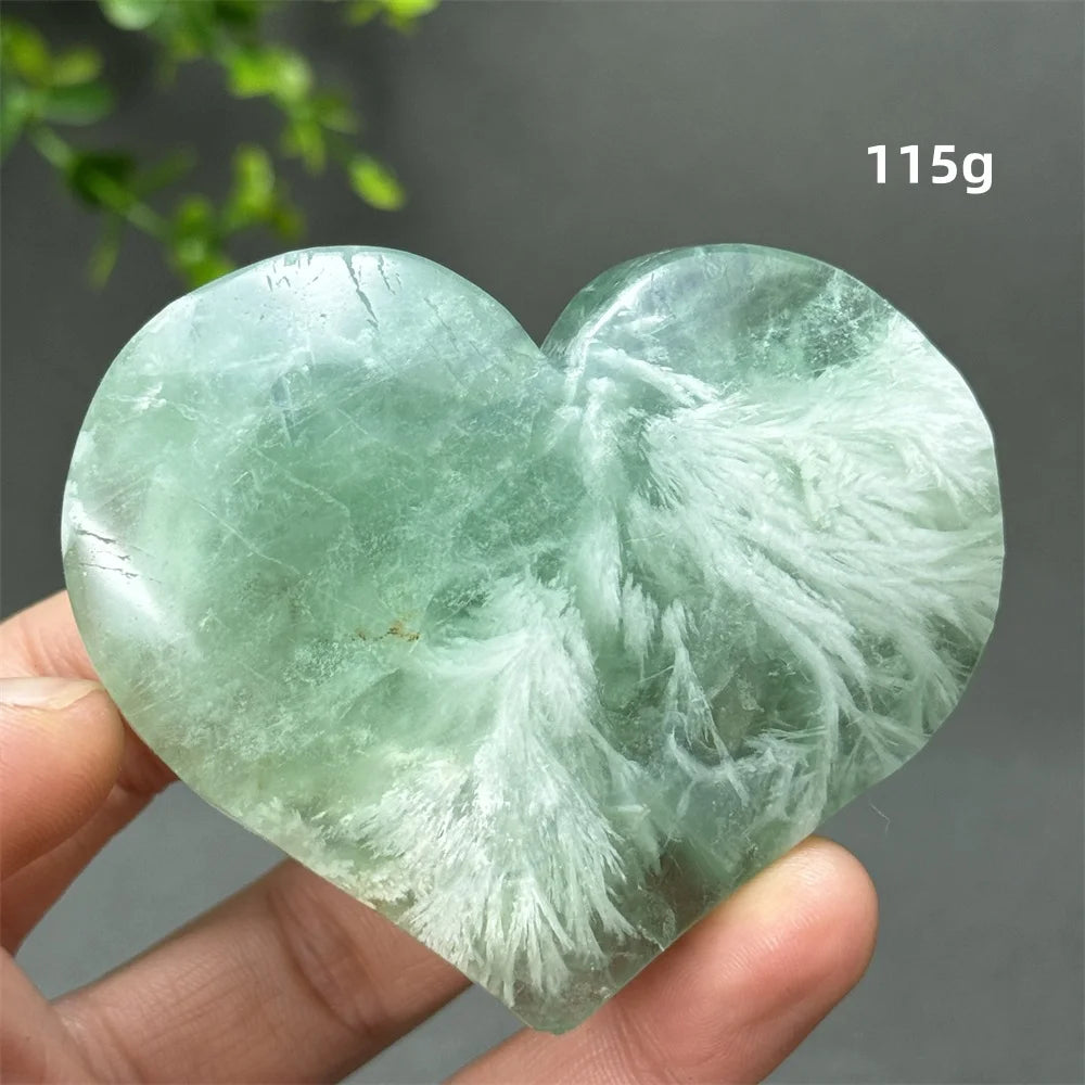 Green Feather Fluorite Heart-ToShay.org