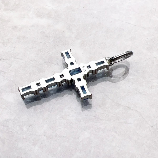 Blue Aquamarine Cross Pendant-ToShay.org