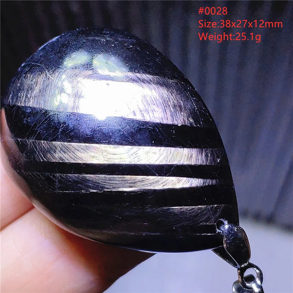 Silver Black Hypersthene Pendant-ToShay.org