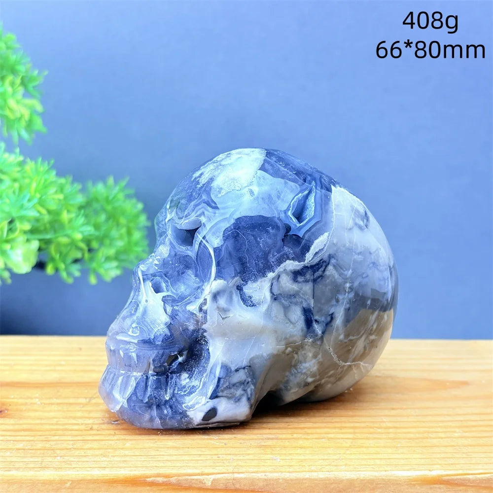 Grey Volcanic Agate Skull-ToShay.org